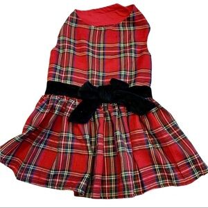 𝅺EAST Side Collection small breed dog plaid check red dress size medium